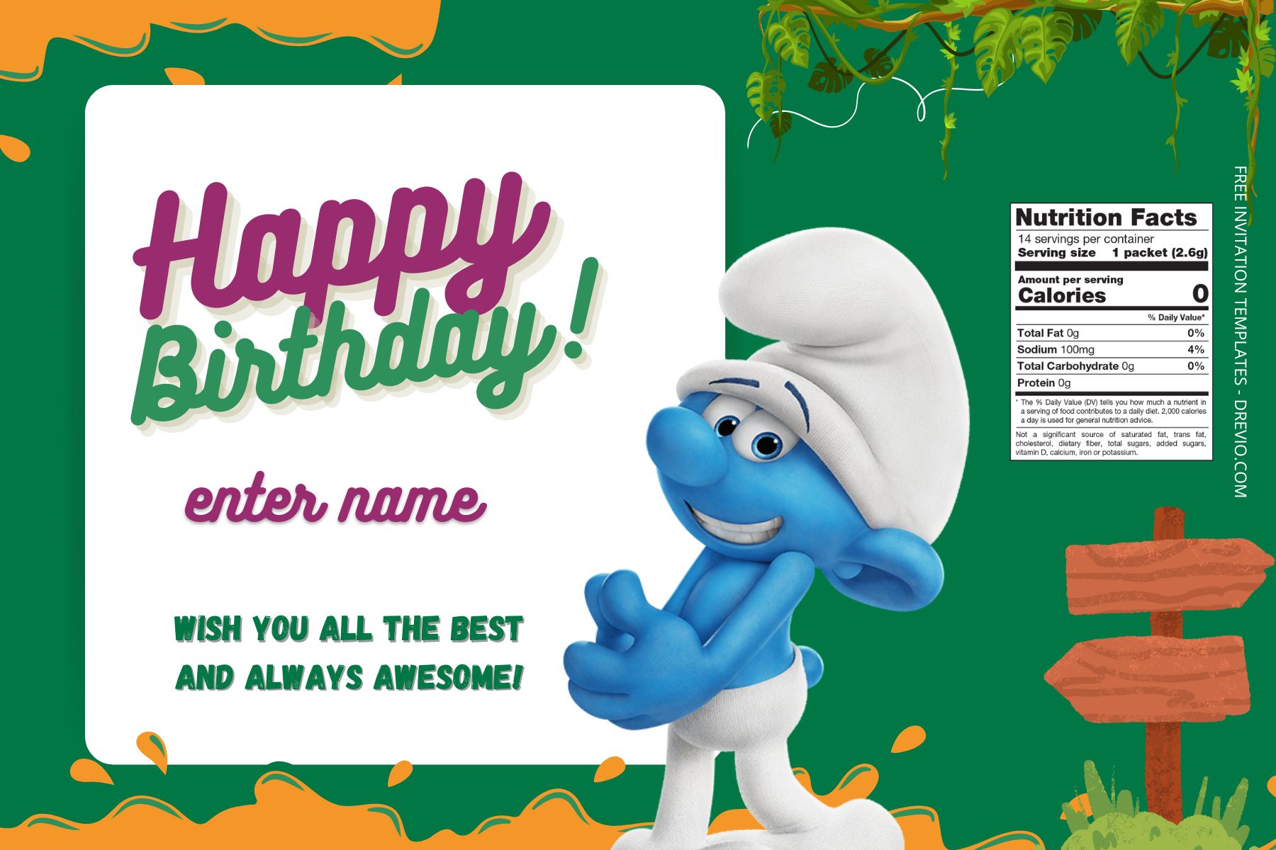 (Free) The Smurf Canva Birthday Water Bottle Labels Six