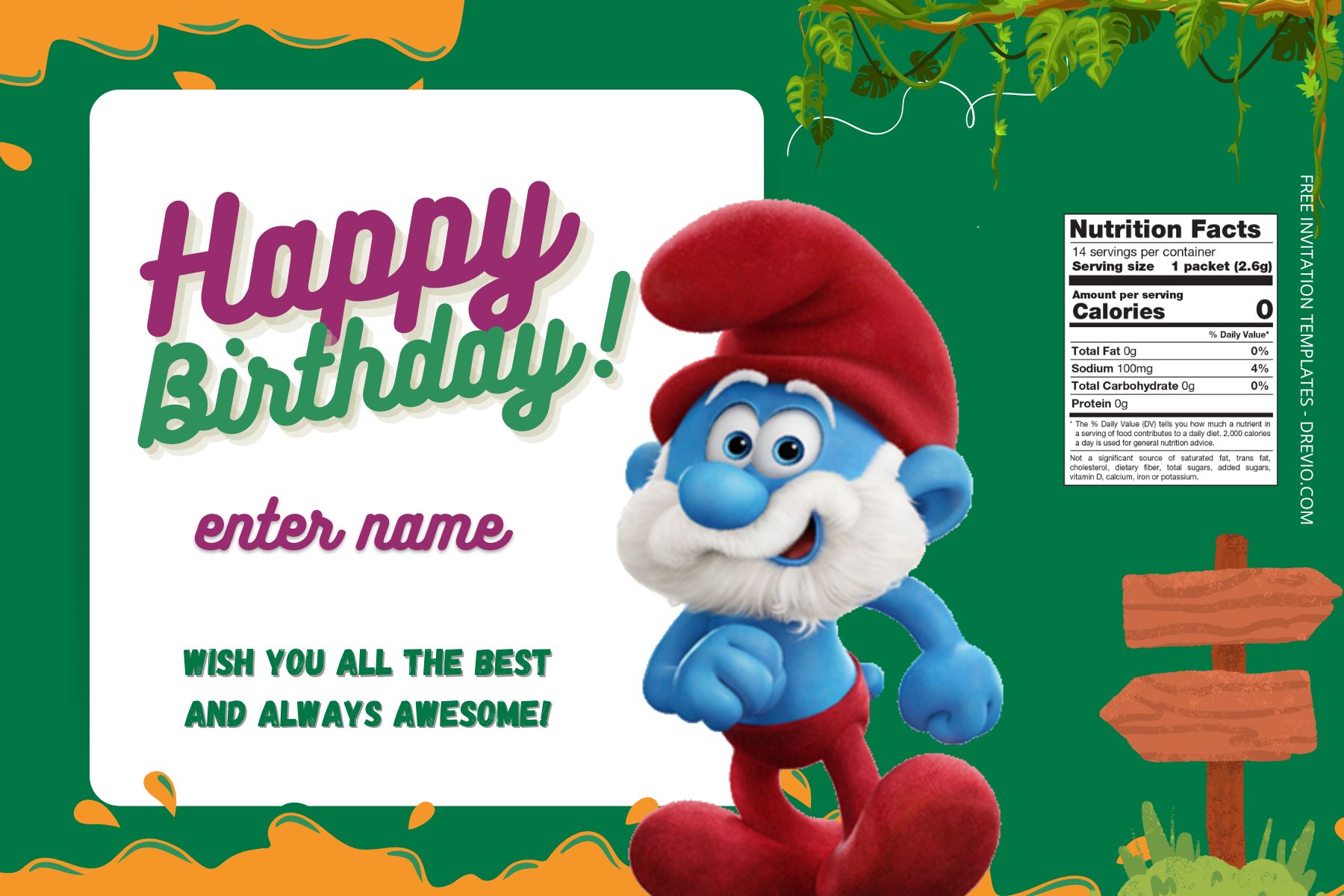 (Free) The Smurf Canva Birthday Water Bottle Labels Three