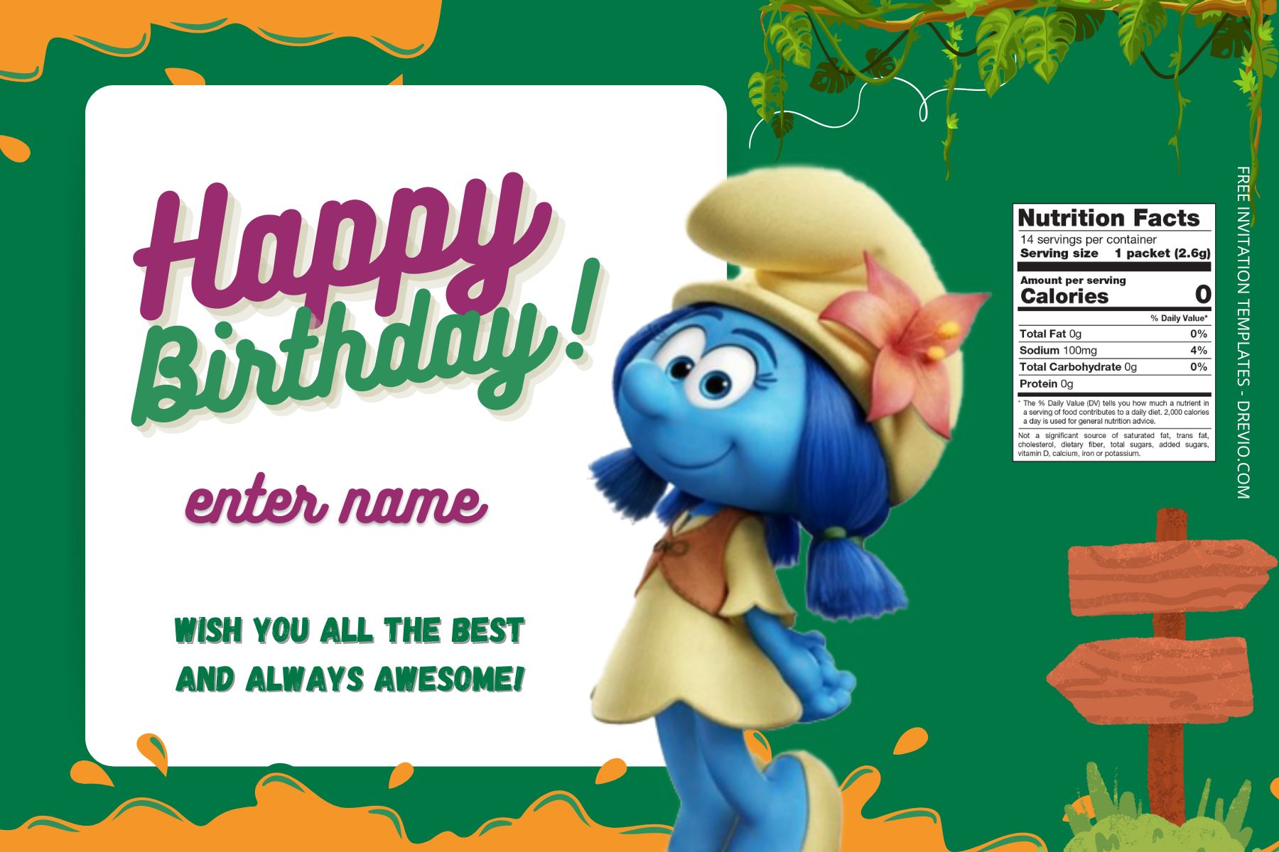 (Free) The Smurf Canva Birthday Water Bottle Labels Two