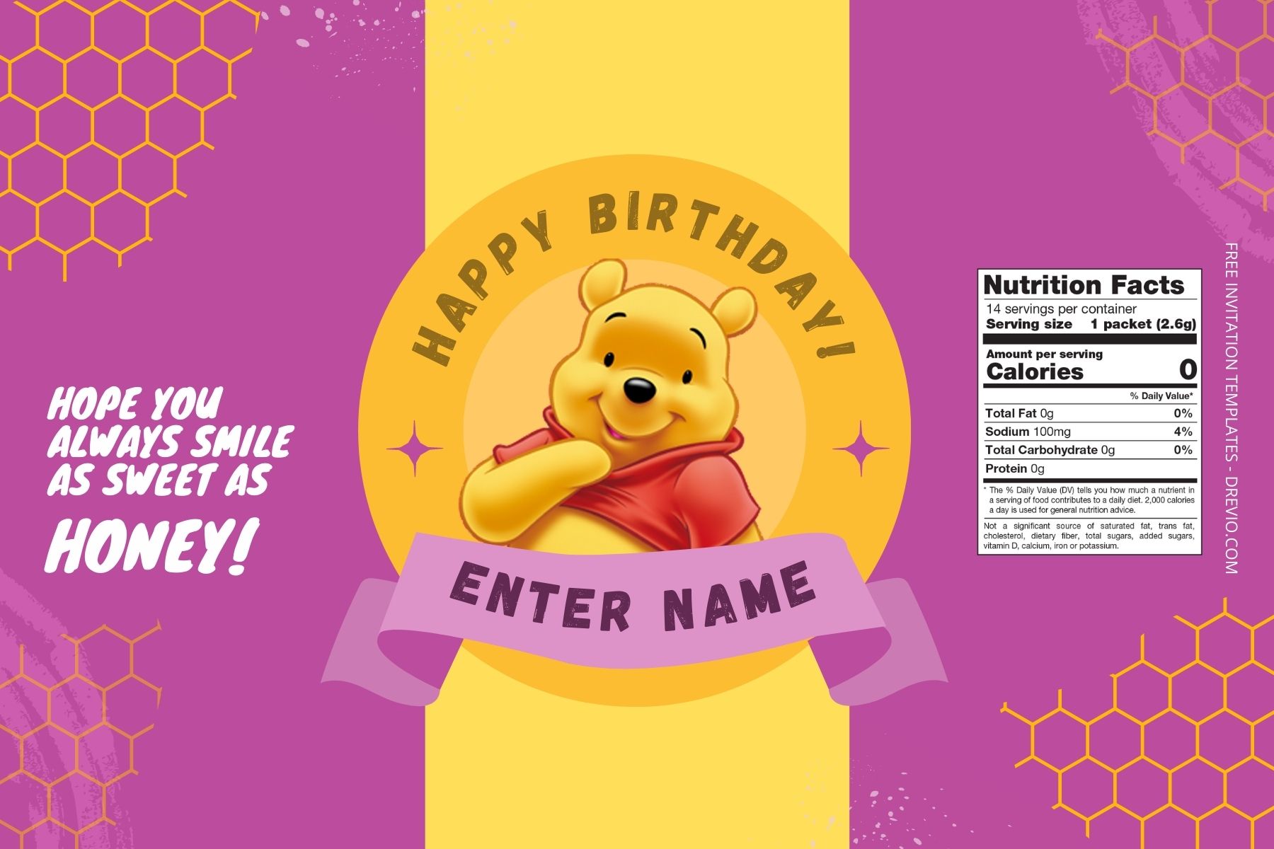 (Free) Winnie The Pooh Canva Birthday Water Bottle Labels Four