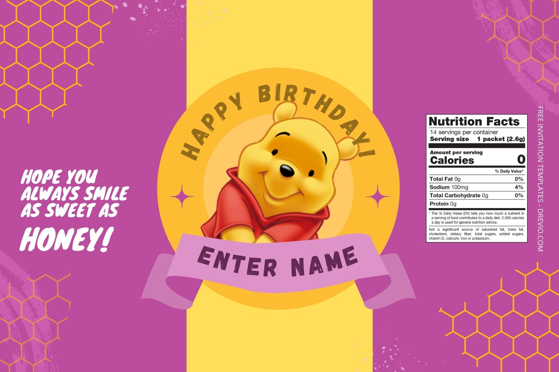 (Free) Winnie The Pooh Canva Birthday Water Bottle Labels One