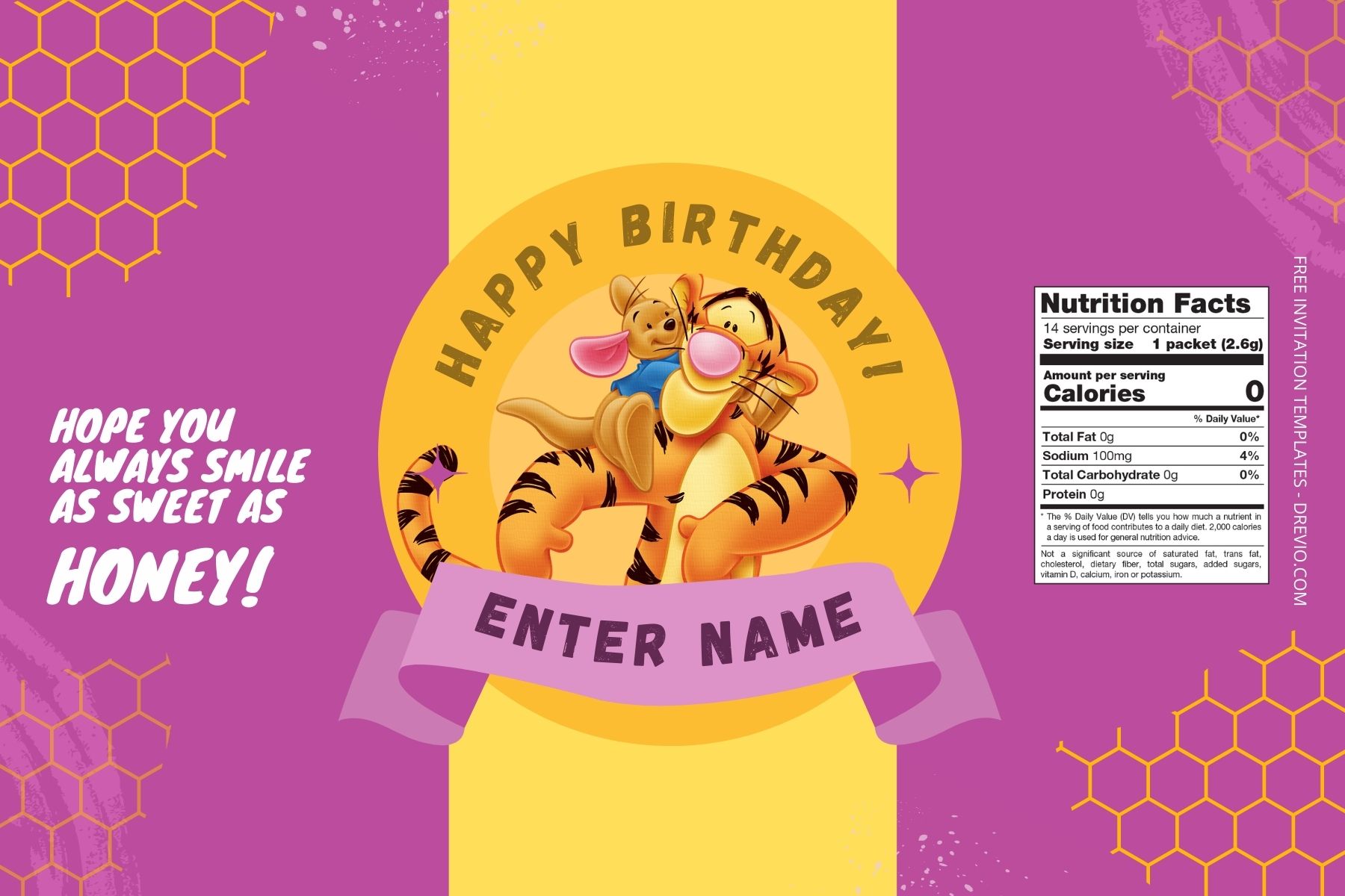 (Free) Winnie The Pooh Canva Birthday Water Bottle Labels Six