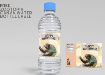(Free) Zootopia Canva Birthday Water Bottle Labels