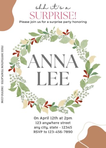 FREE PRINTABLE – 9+ Greenery Wreath Canva Birthday Invitation Templates ...