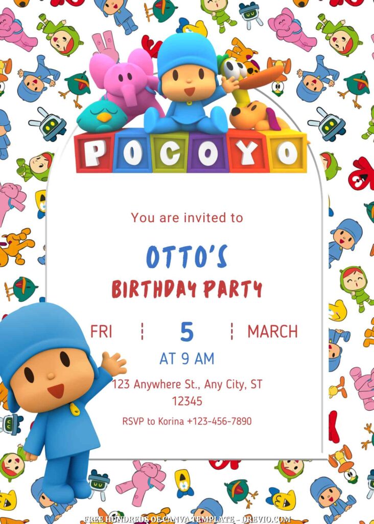 Invitation Template of FREE - 20+ Pocoyo Canva Birthday Invitation Templates 1