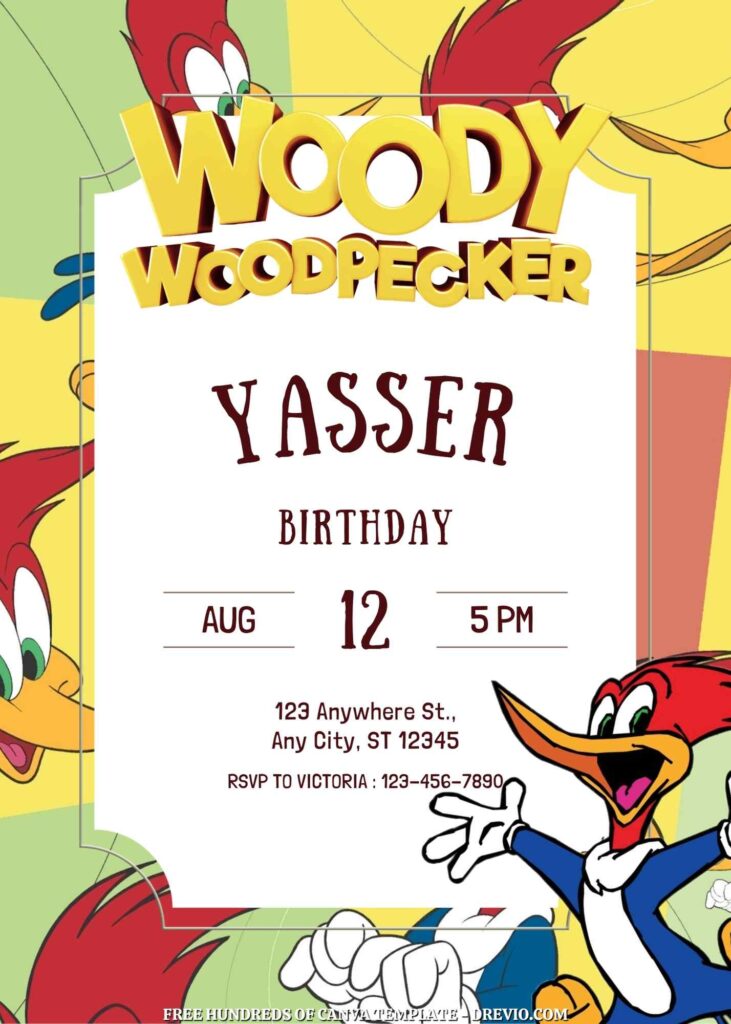 Invitation Template of FREE 20+ The Woody Woodpecker Birthday Canva Invitation Templates 1