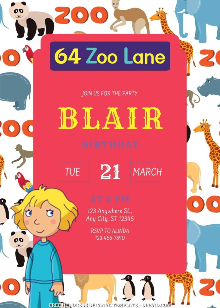 Invitation Template of FREE 22+ 64 Zoo Lane Canva Birthday Invitation Templates 1