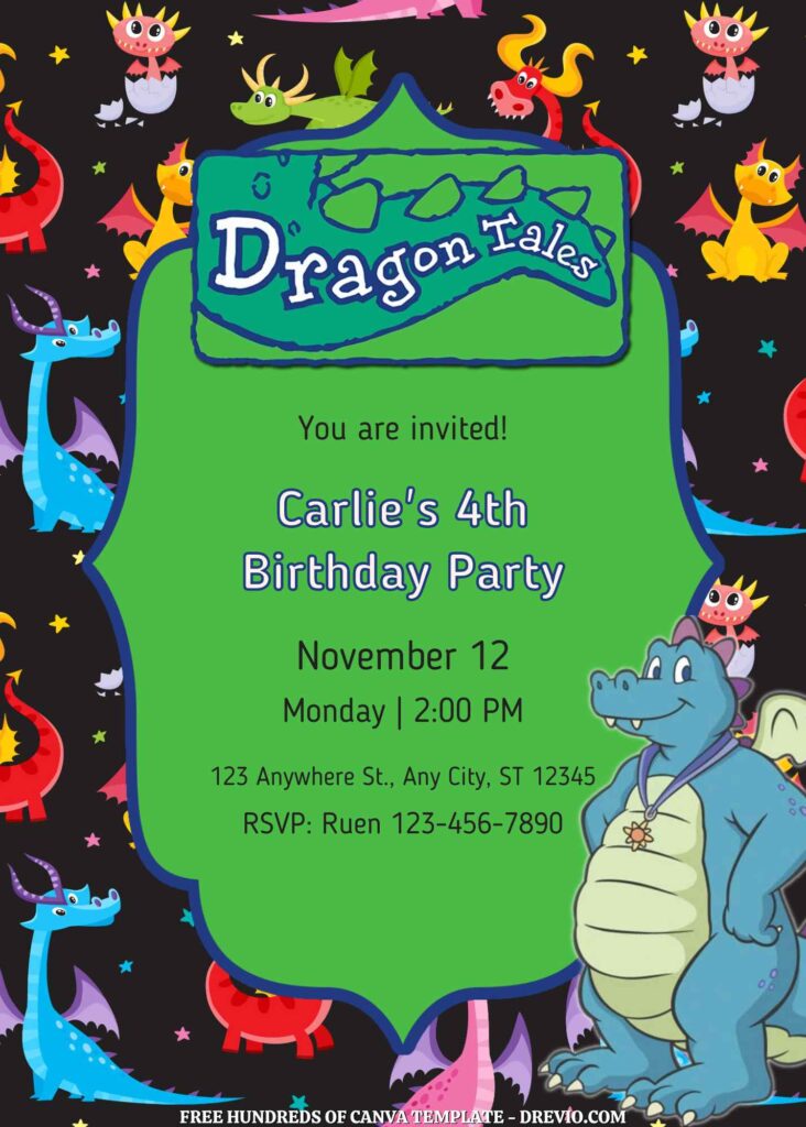 Invitation Template of FREE - 14+ Dragon Tales Canva Birthday Invitation Templates 1