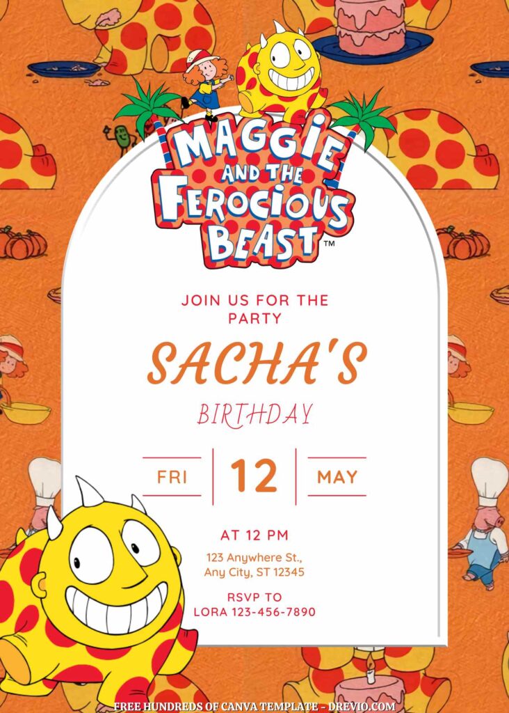 Invitation Template of FREE - 14+ Maggie and the Ferocious Beast Canva Birthday Invitation Templates 1