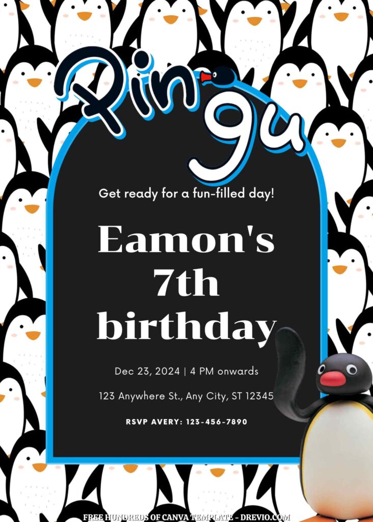 Invitation Template of FREE - 16+ Pingu Canva Birthday Invitation Templates 1