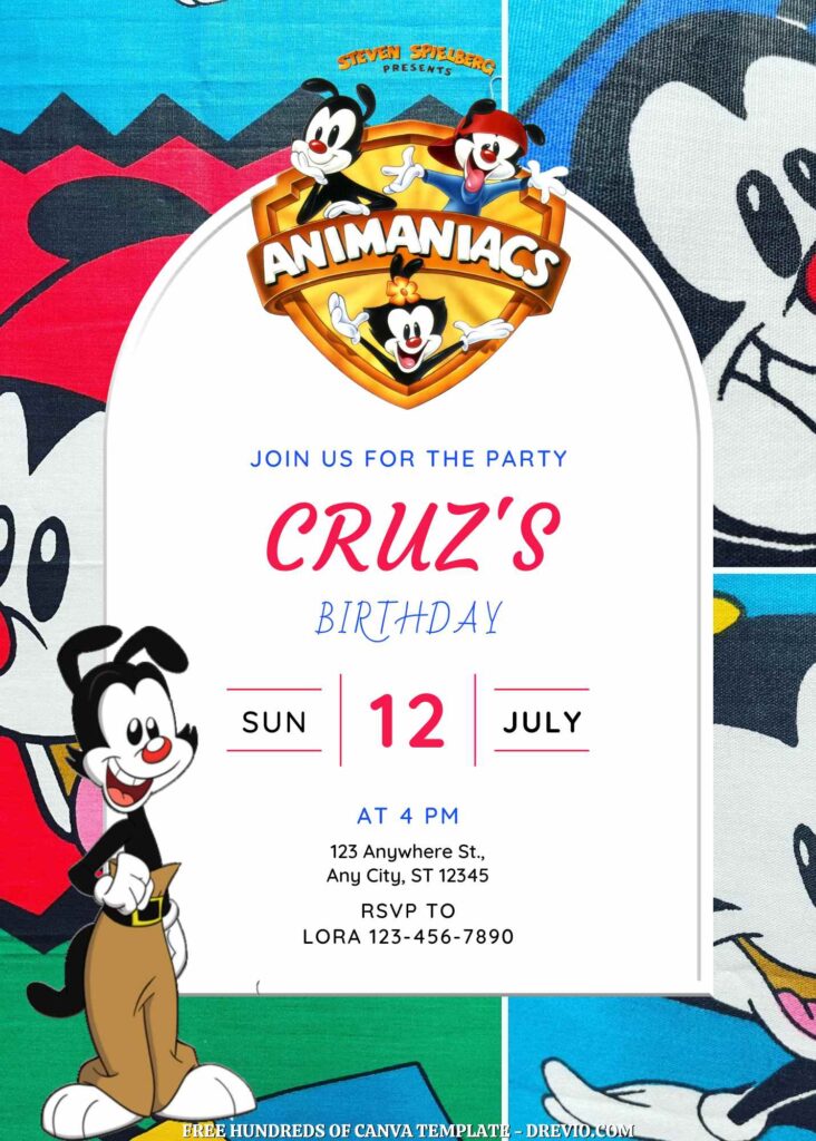 Invitation Template of FREE - 18+ Animaniacs Canva Birthday Invitation Templates 1