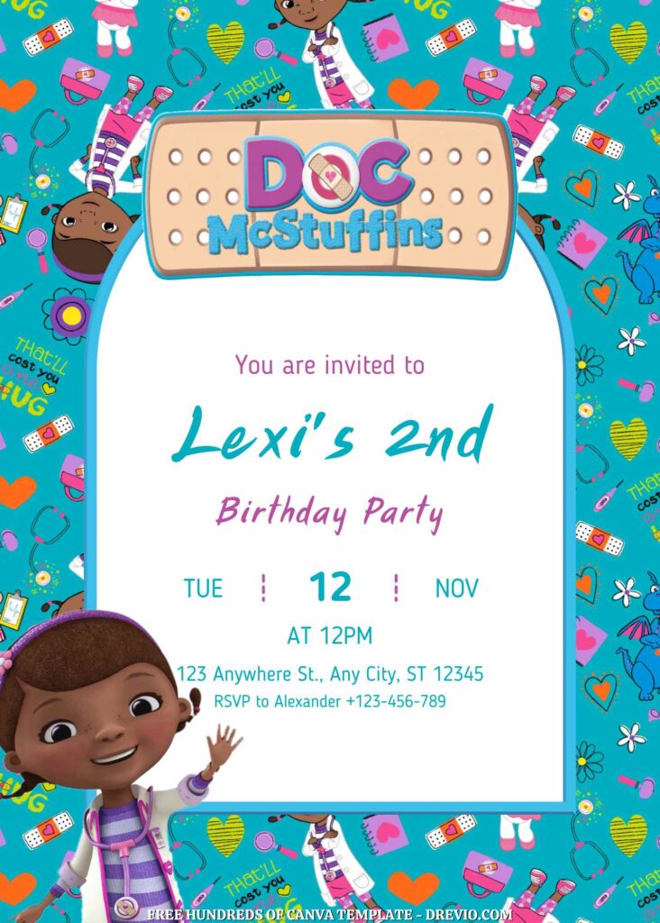 Invitation Template of FREE - 18+ Doc McStuffins Canva Birthday Invitation Template 1