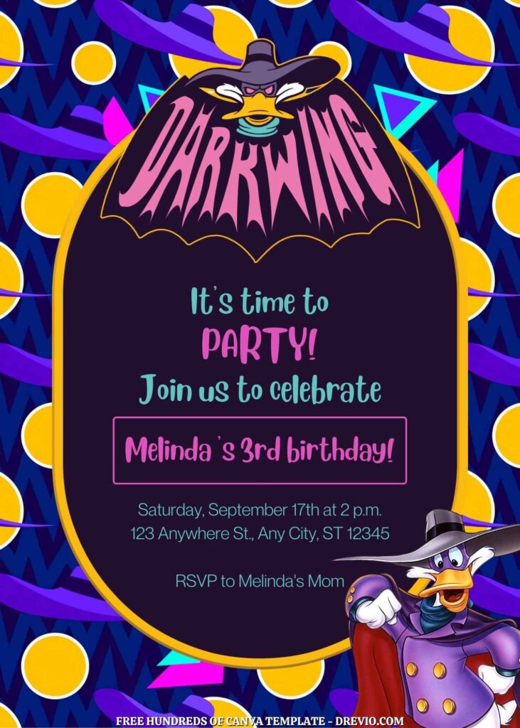 Invitation Template of FREE - 18+ Darkwing Duck Canva Birthday Invitation Templates 1