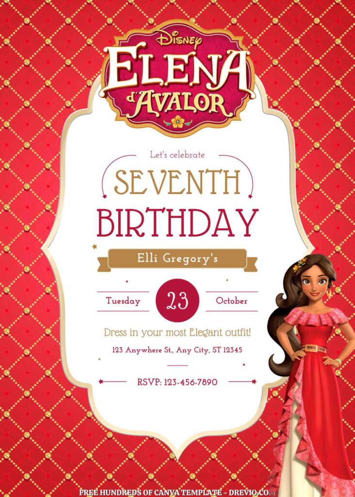 Invitation Template of FREE - 18+ Elena of Avalor Canva Birthday Invitation Templates 1