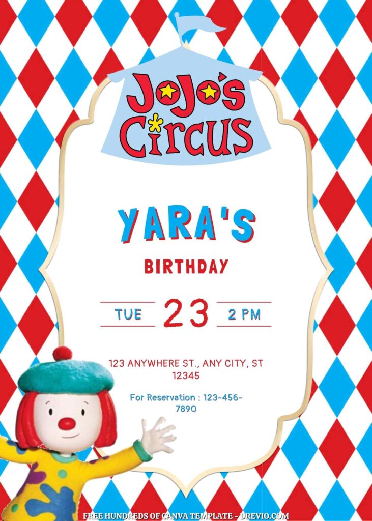 Invitation Template of FREE - 18+ JoJo's Circus Canva Birthday Invitation Templates 1