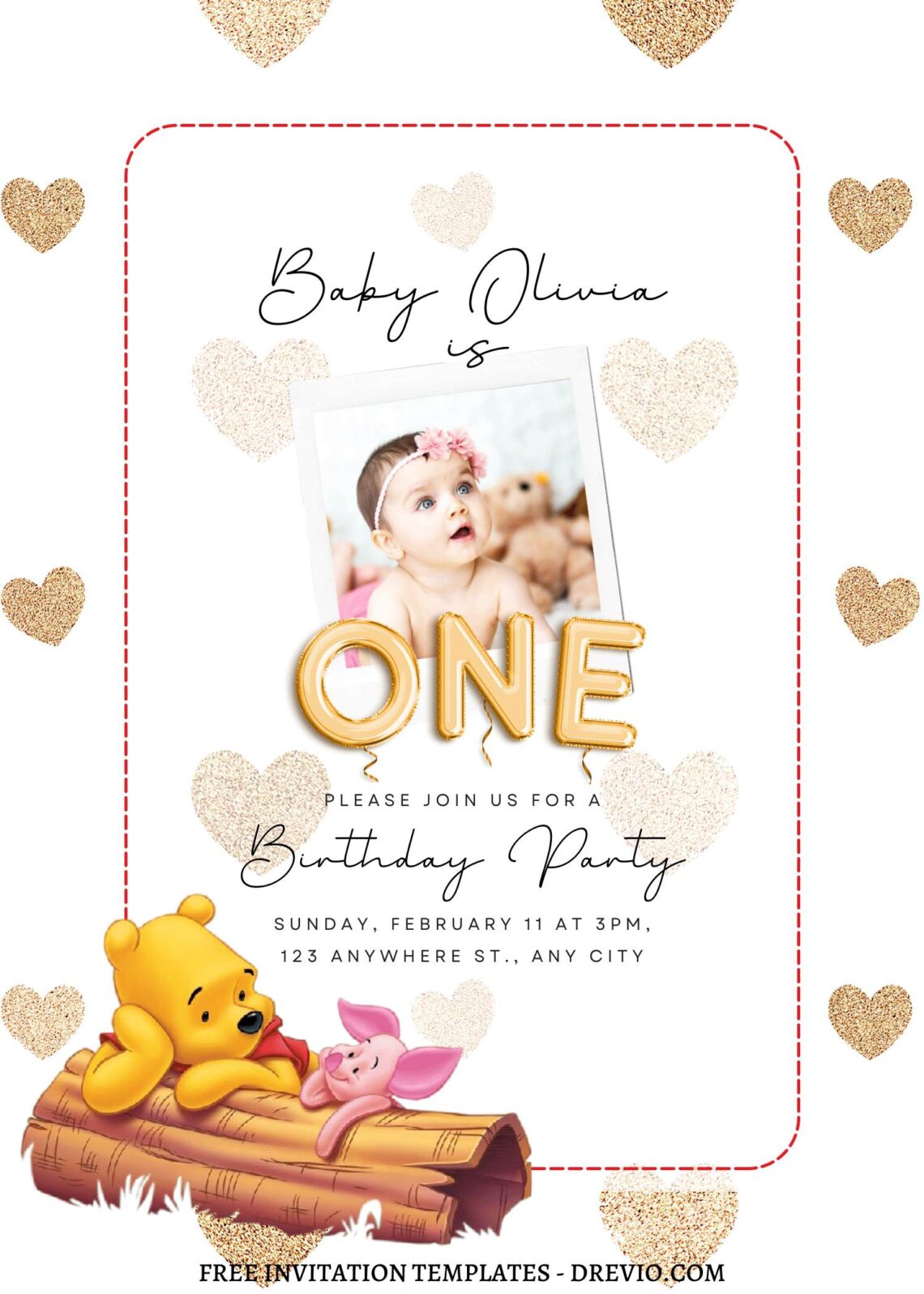 8+ Happy Baby Winnie The Pooh Canva Birthday Invitation Templates