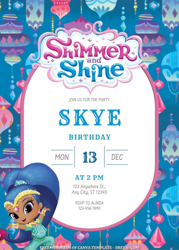 Invitation Template of 22+ Shimmer and Shine Canva Birthday Invitation Templates 1