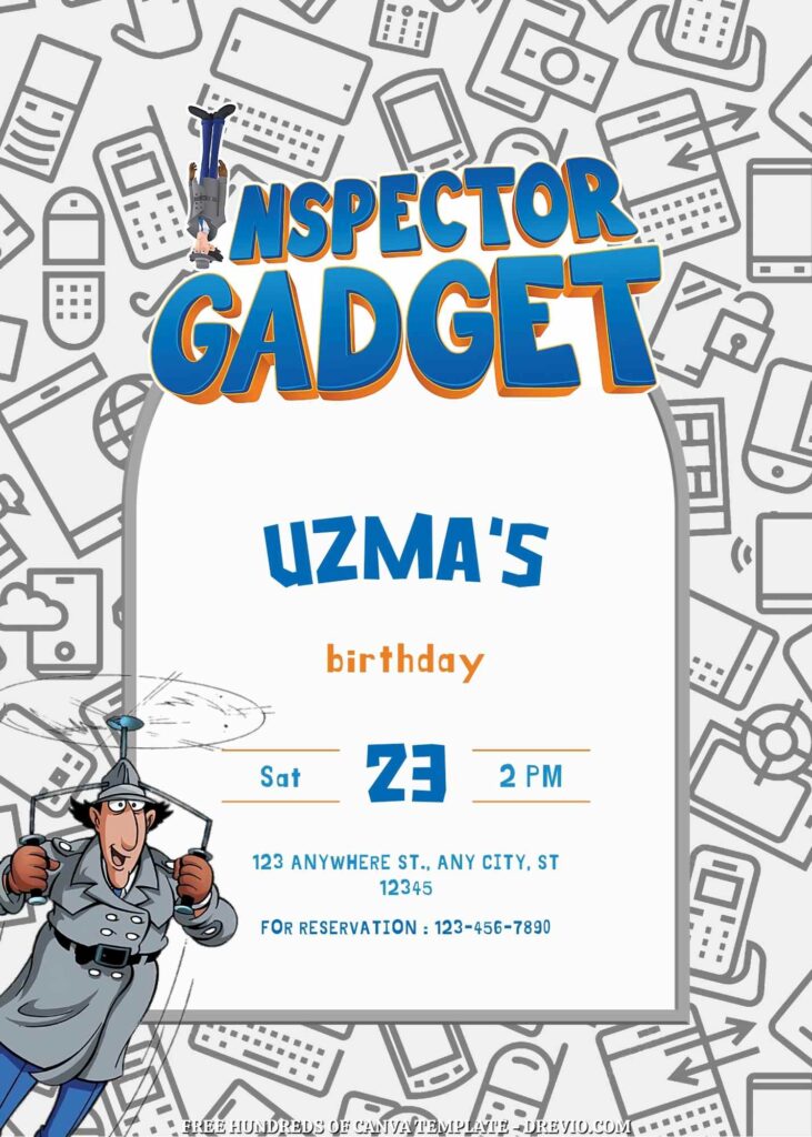 Invitation Template of 14+ Inspector Gadget Canva Birthday Invitation Templates 8