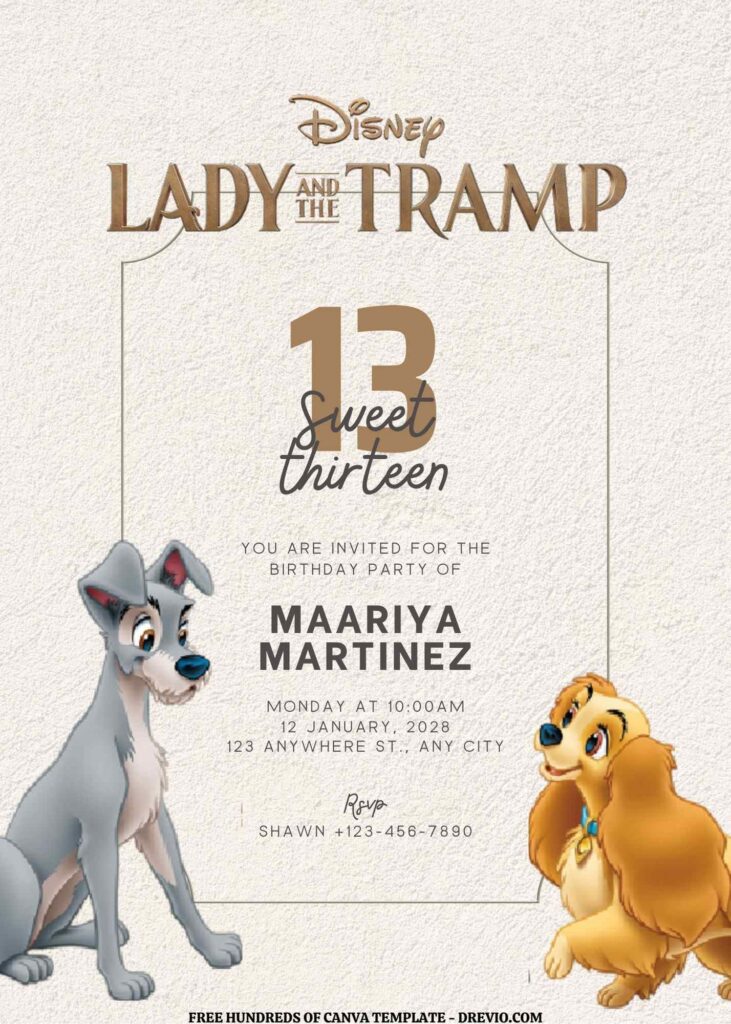 Invitation Template of FREE EDITABLE - 16 Lady and the Tramp Canva Templates 1