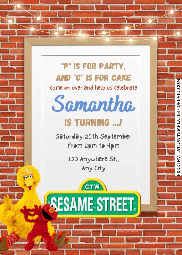 9+ Lovely Cute Sesame Street Canva Birthday Invitation Templates ...