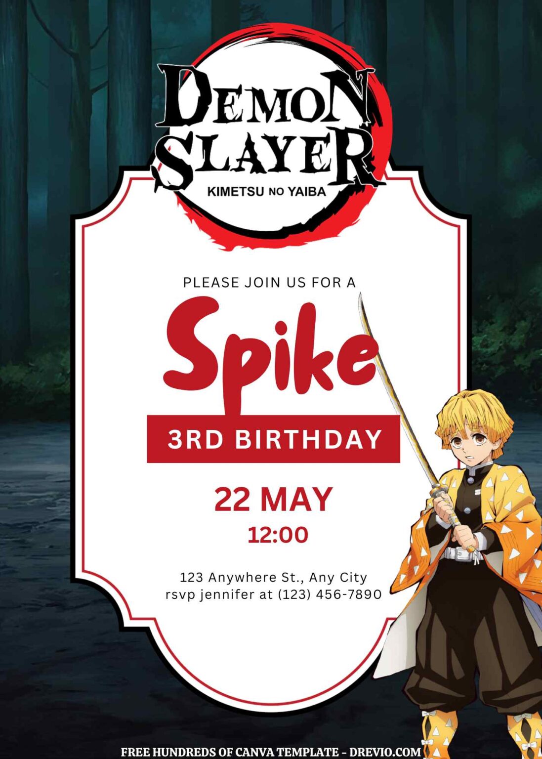 16+ Demon Slayer Kimetsu No Yaiba Canva Birthday Invitation Templates ...