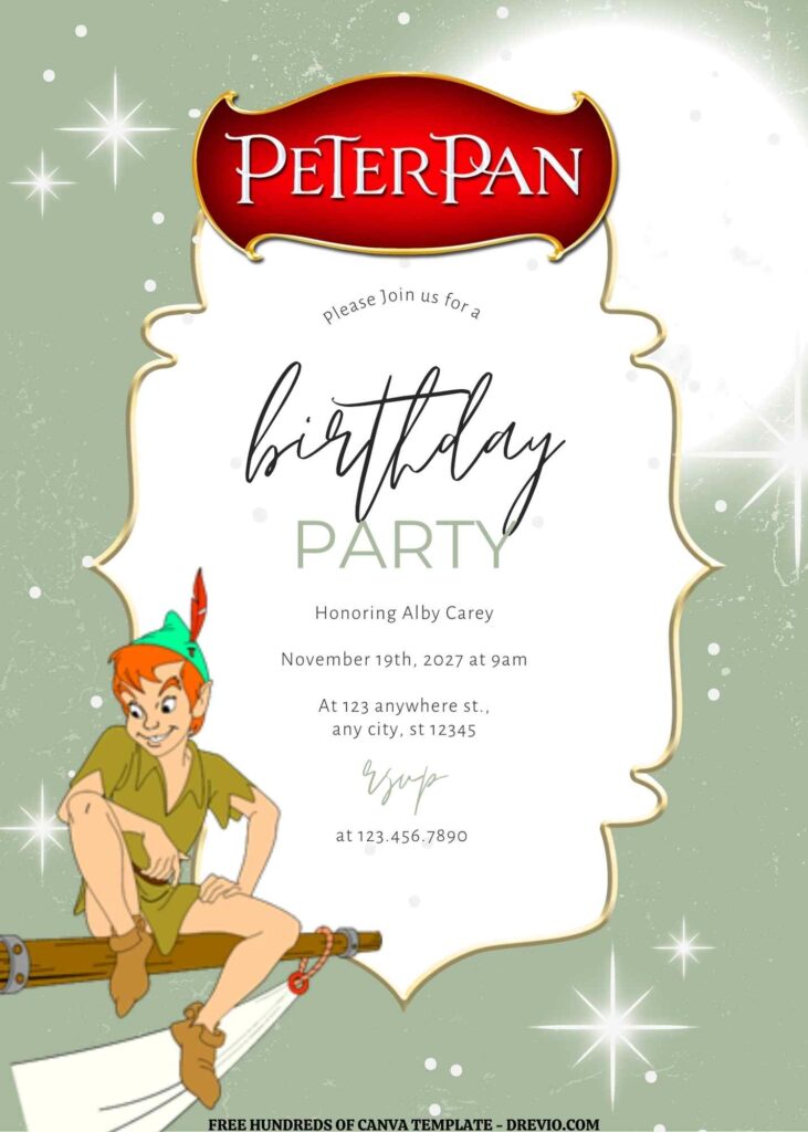 Invitation Template of FREE EDITABLE - 16 Peter Pan Canva Templates 1