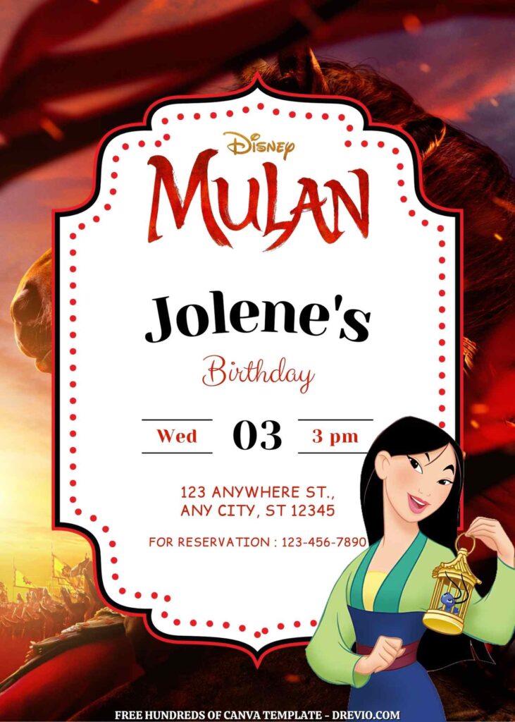 Free Mulan Birthday Invitations