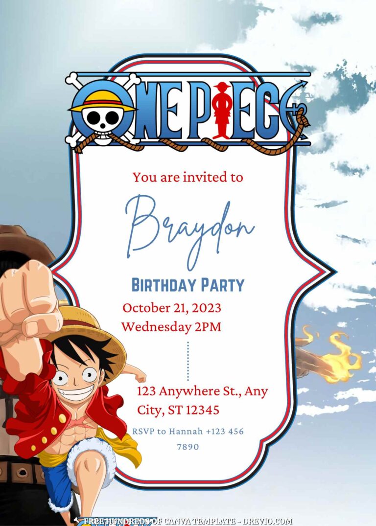 16+ One Piece Canva Birthday Invitation Templates - Drevio : Free And ...