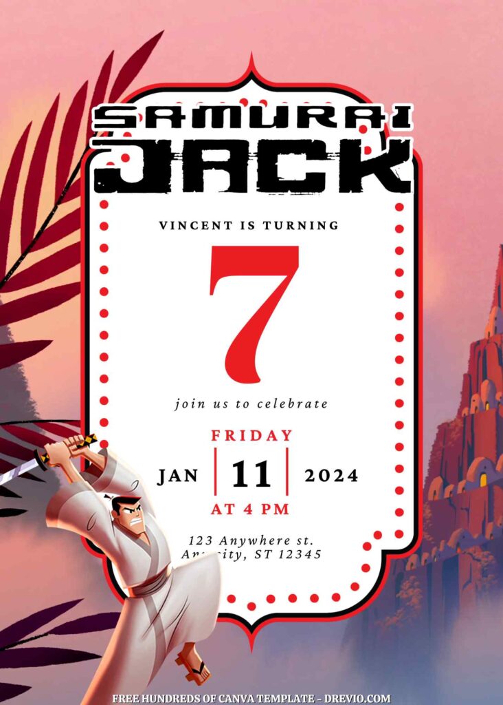 Free Samurai Jack Birthday Invitations