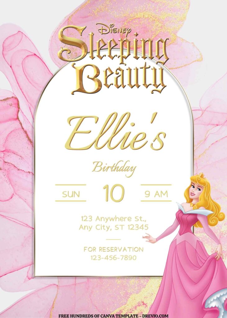 Invitation Template of FREE EDITABLE - 16 Sleeping Beauty Canva Templates 1