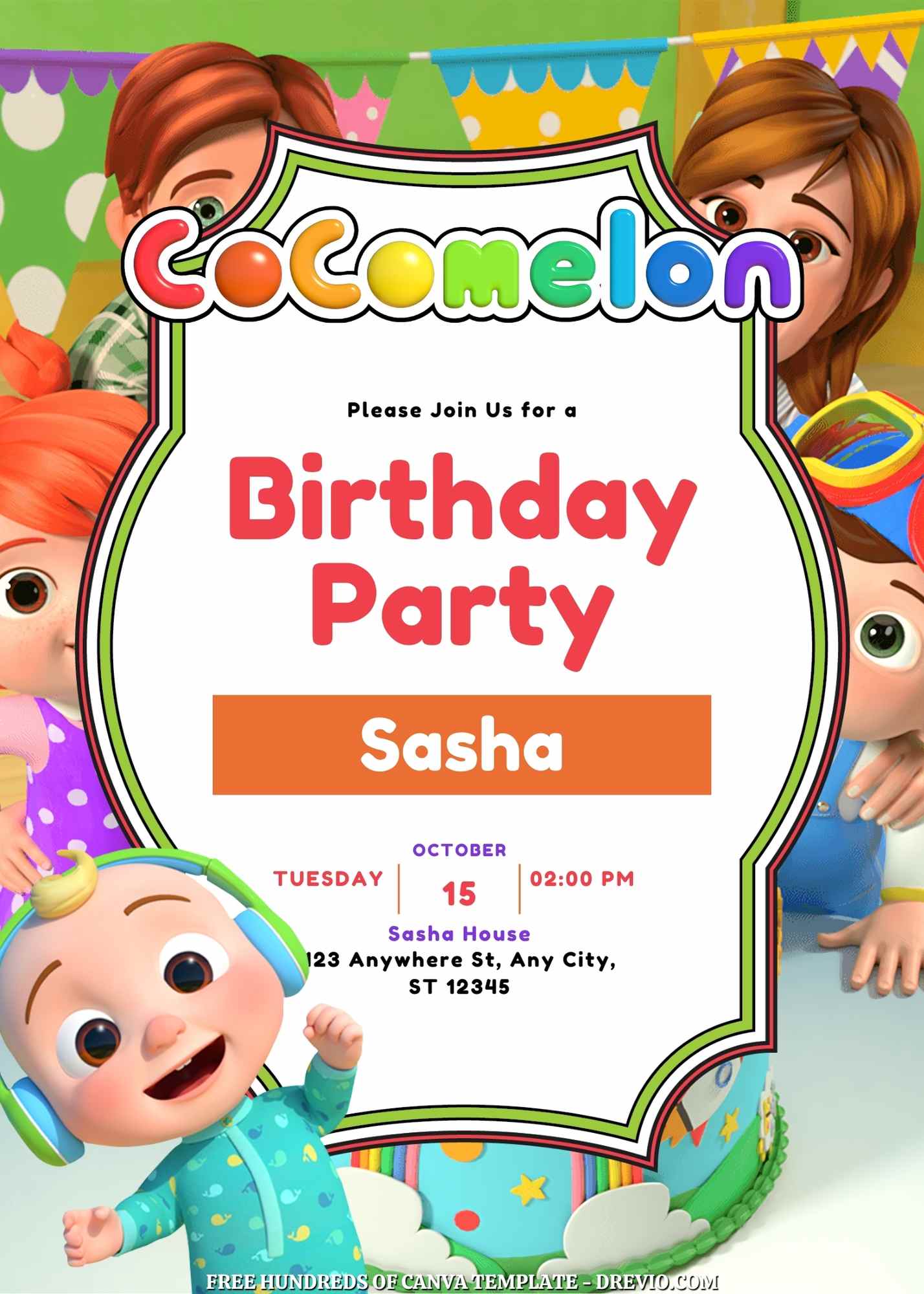 Free Cocomelon Birthday Invitation Template