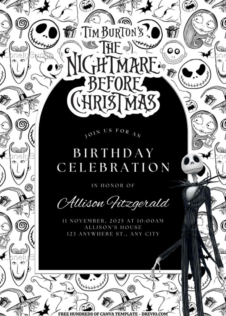 Invitation Template of FREE EDITABLE -  18 The Nightmare Before Christmas Canva Templates 1