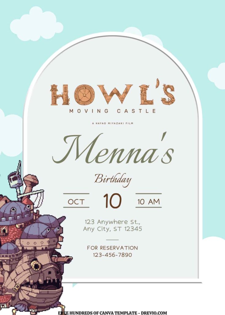 Invitation Template of FREE EDITABLE - 11 Howl's Moving Castle Canva Templates 1