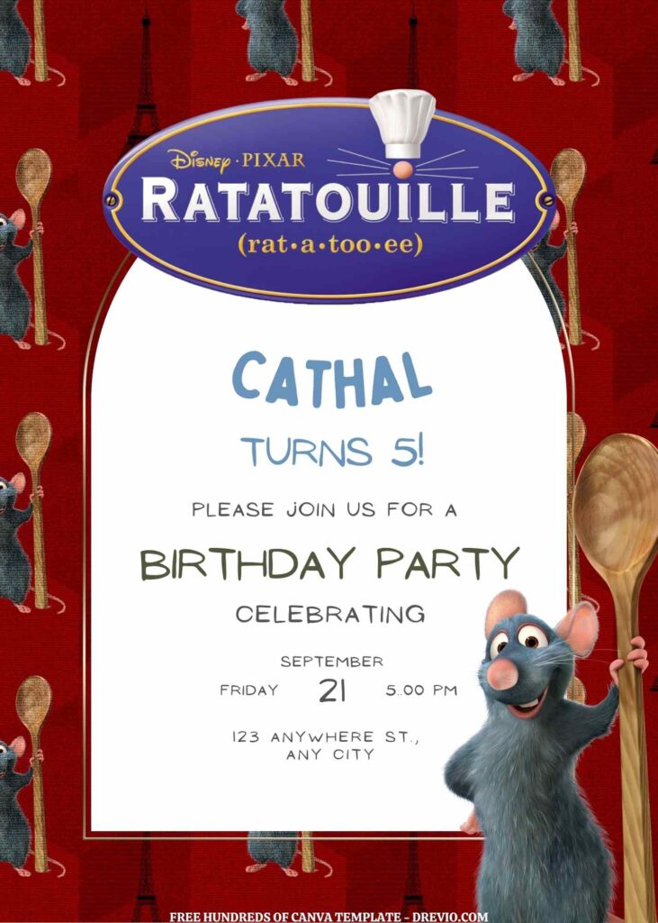 Invitation Template of FREE EDITABLE - 11 Ratatouille Canva Templates 1