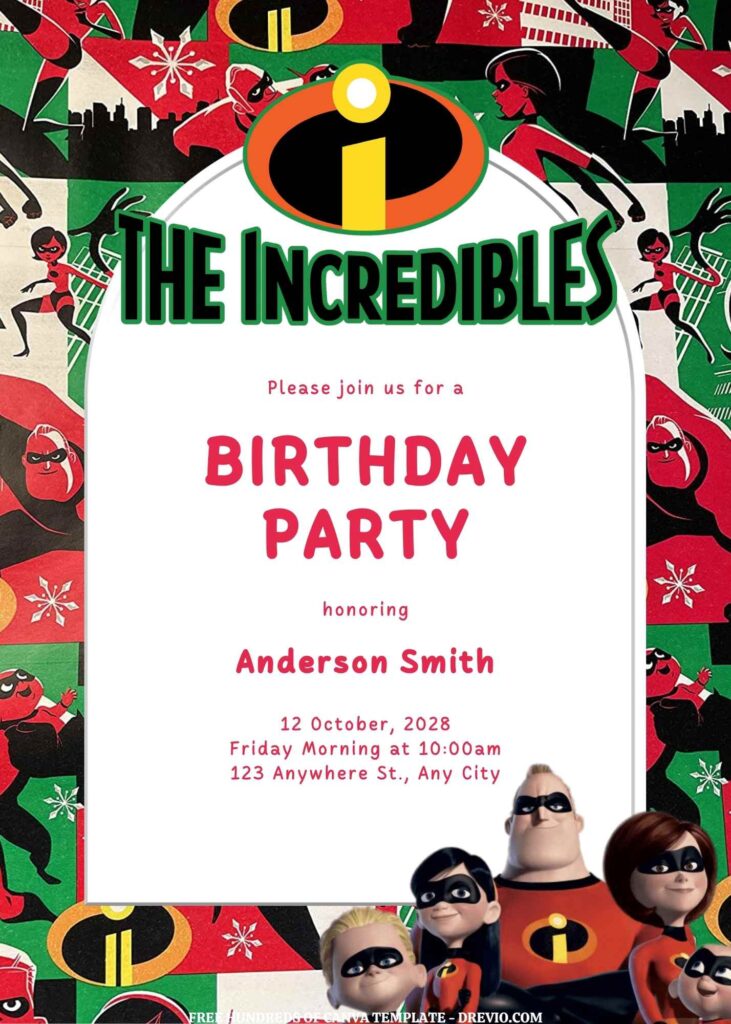 Invitation Template of FREE EDITABLE - 11 The Incredibles Canva Templates 1