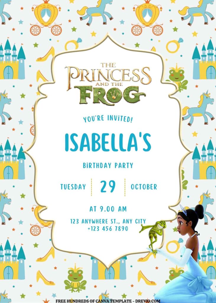 Invitation Template of FREE EDITABLE - 14 The Princess and the Frog Canva Templates 1