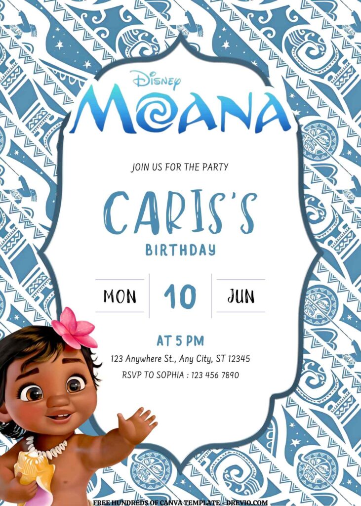 Invitation Template of FREE EDITABLE - 16 Moana Canva Templates 16