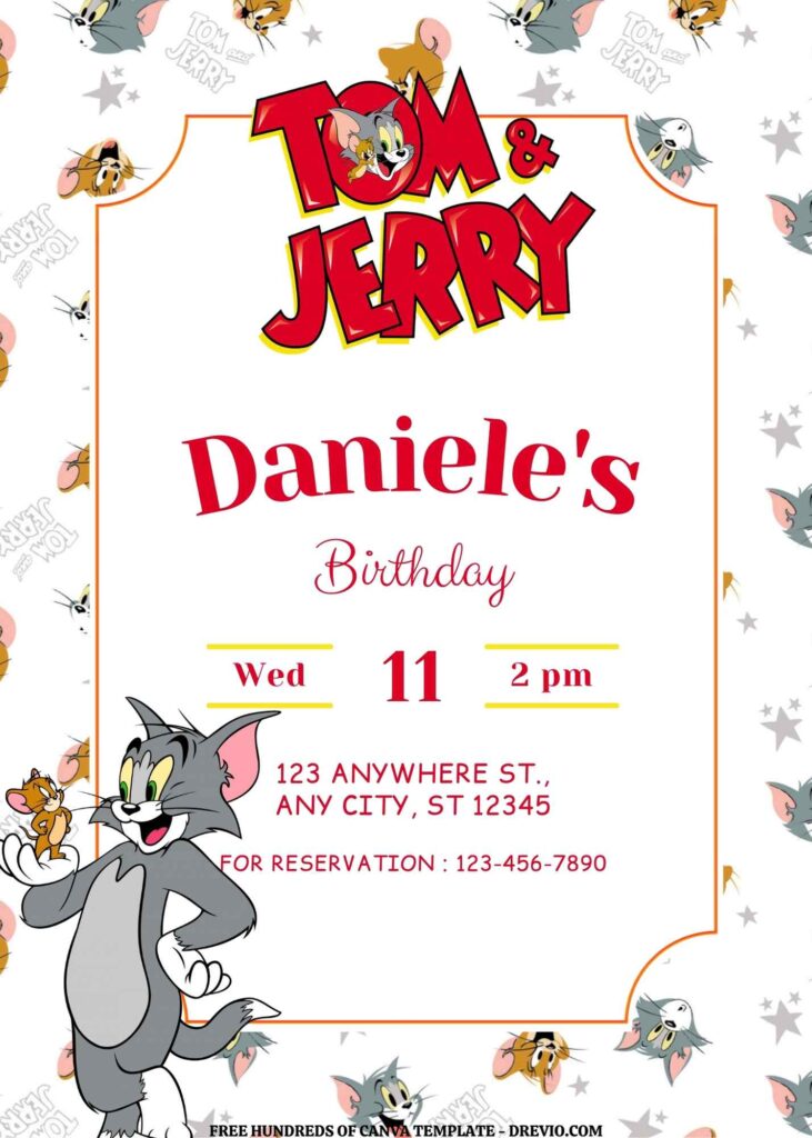 Invitation Template of FREE EDITABLE - 18+ Tom and Jerry Canva Birthday Invitation Templates 18