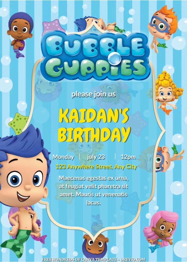 Invitation Template of FREE - 20+ Bubble Guppies Birthday Canva Invitation Templates 1