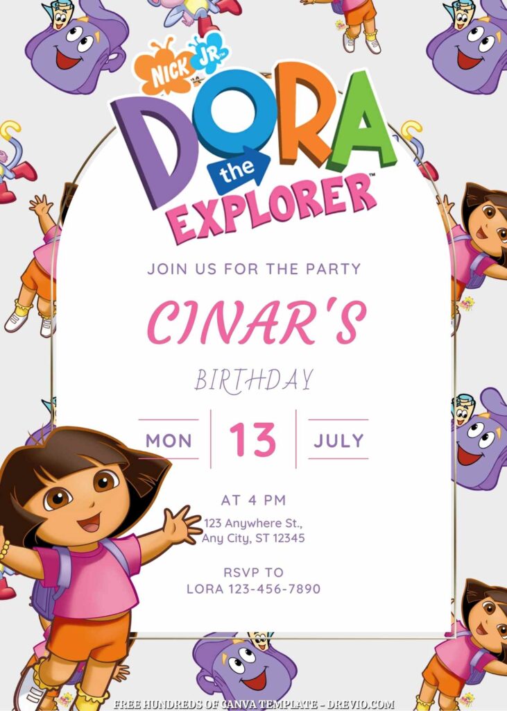 Invitation Template of FREE - 20+ Dora the Explorer Birthday Canva Invitation Templates 1