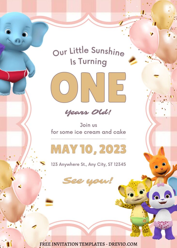 11+ Colorful Fiesta Word Party Canva Birthday Invitation Templates with cute baby elephant