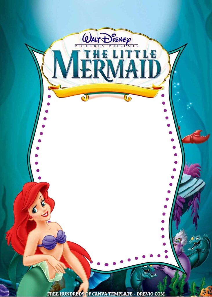 Invitation Template of 16+ The Little Mermaid Canva Birthday Invitation Templates 5