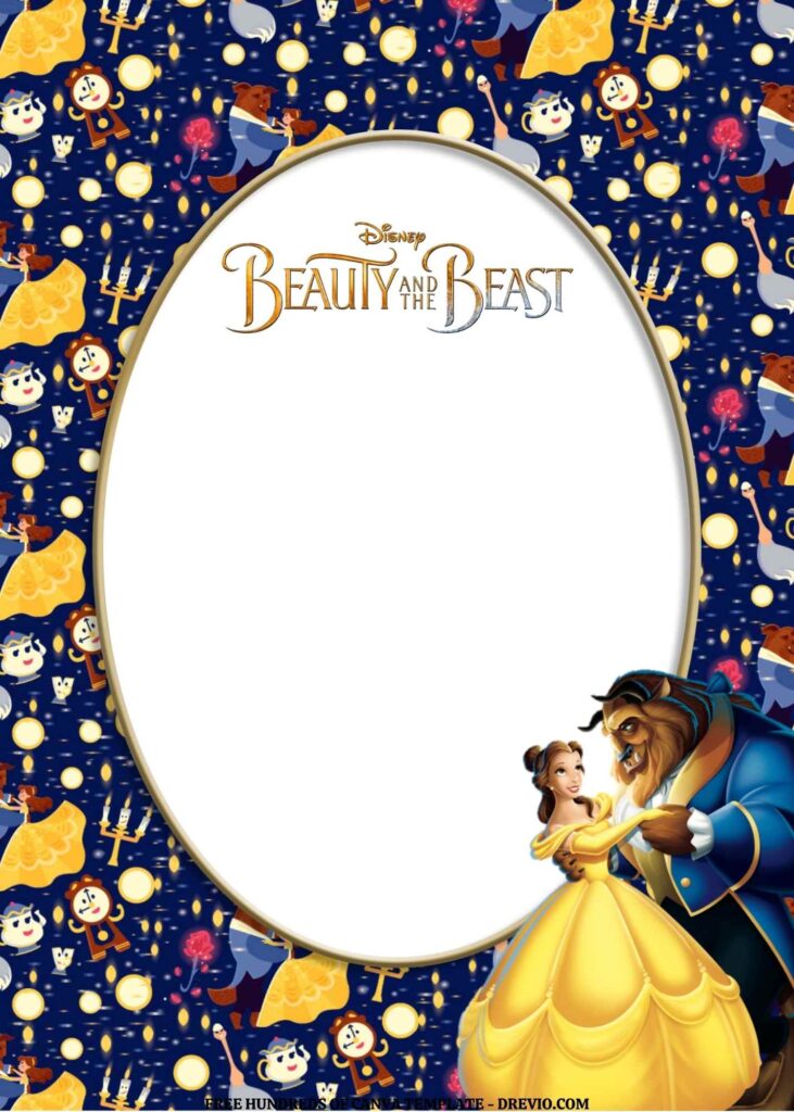 Invitation Template of FREE EDITABLE - 18 Beauty and the Beast Canva Templates 10