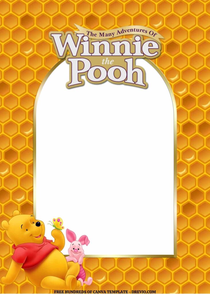 Invitation Template of FREE EDITABLE -  18 Winnie the Pooh Canva Templates 10