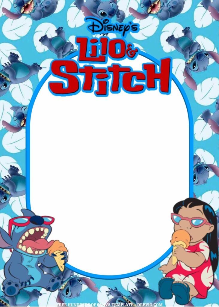 Invitation Template of FREE EDITABLE -  20 Lilo & Stitch Canva Templates 10