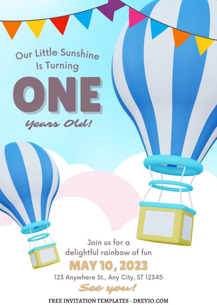 Invitation Template of 10+ Magical Hot Air Balloon Canva Birthday Invitation Templates 4