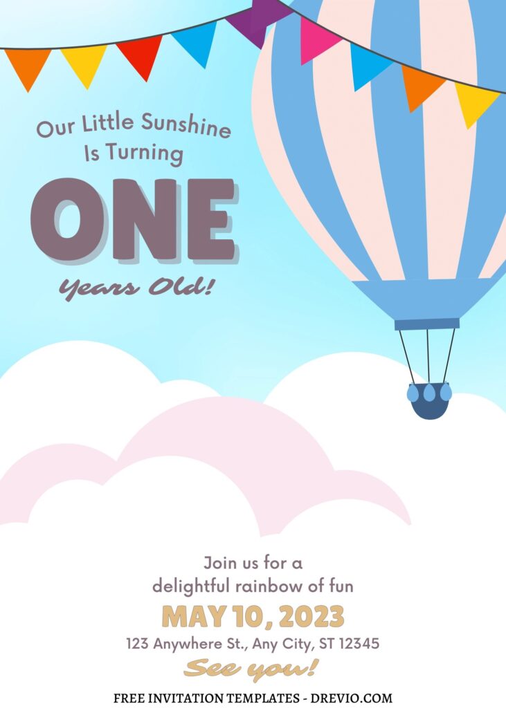 Invitation Template of 10+ Magical Hot Air Balloon Canva Birthday Invitation Templates 2