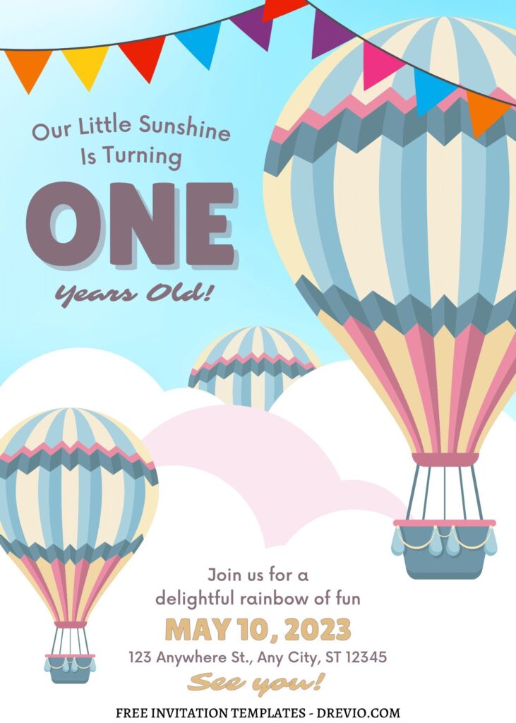 Invitation Template of 10+ Magical Hot Air Balloon Canva Birthday Invitation Templates 1