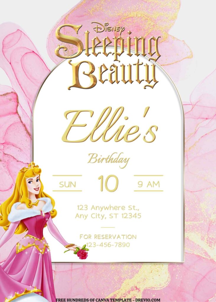 Invitation Template of FREE EDITABLE - 16 Sleeping Beauty Canva Templates 11