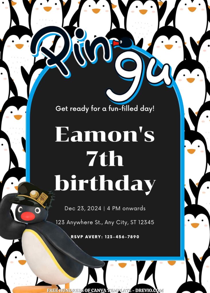 Invitation Template of FREE - 16+ Pingu Canva Birthday Invitation Templates 11